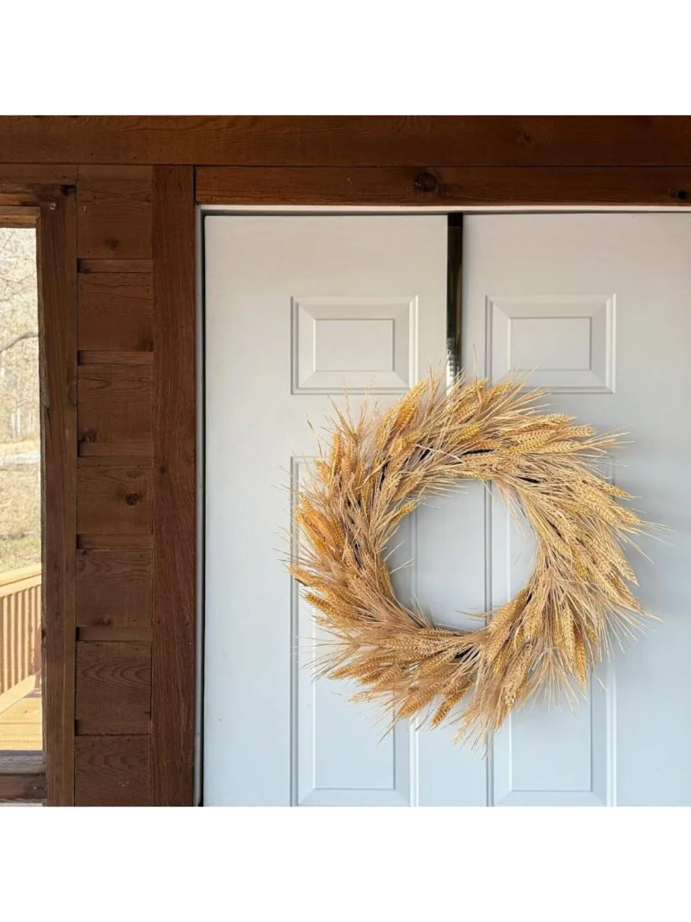 26-Inch Faux Harvest Wheat Wreath for Front Door - Large Summer & Fall Decor